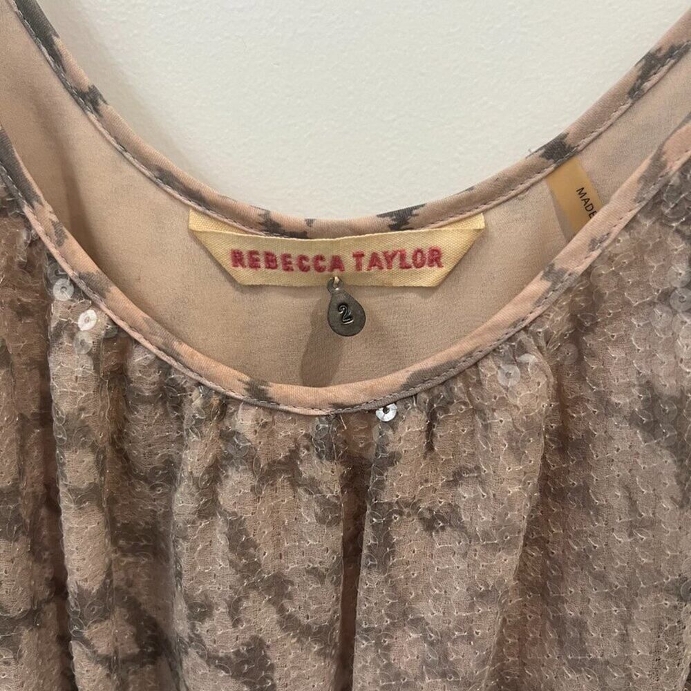 Rebecca Taylor Nude Leopard Print Mini Dress Size 6 — Date Night Party - Picture 6 of 8